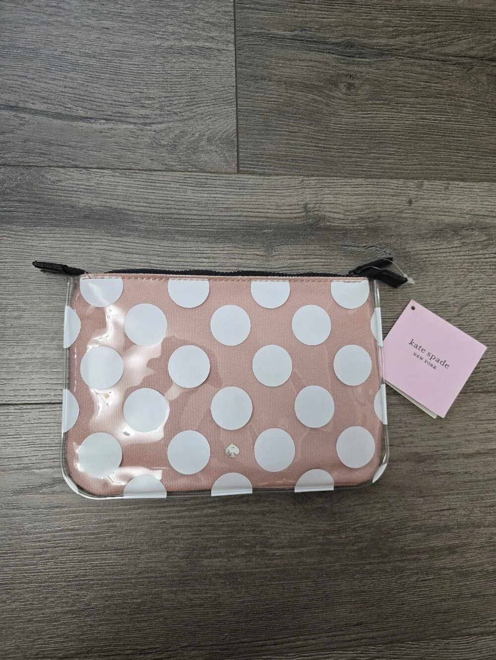 Kate Spade Jumbo Dot Pencil Pouch Peach White Black